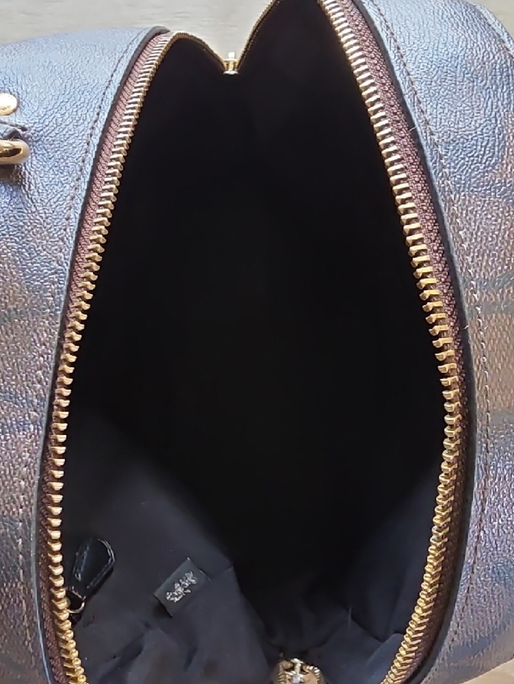 Coach Brown Signature Canvas Mini Backpack with Black Trim (P19) - Picture 6 of 8